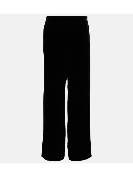 Pantaloni Toteme cu talie înaltă de catifea negru