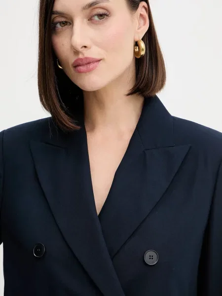 Однотонный двубортный пиджак Weekend Max Mara синий