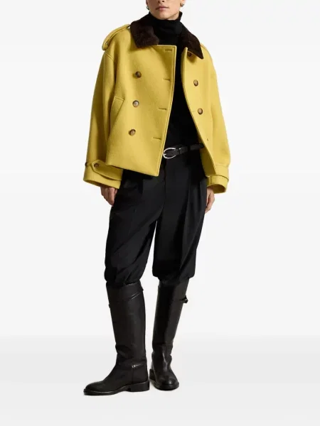 Вълнено двуредно яке Polo Ralph Lauren жълто