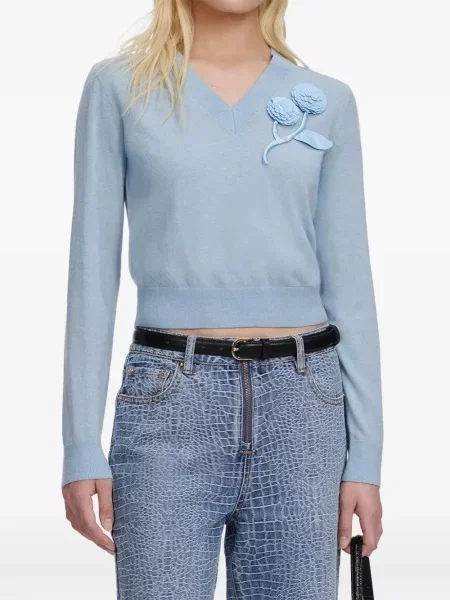 Pulover Self-portrait cu decolteu în V albastru