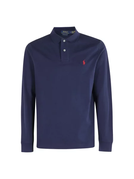 Koszula Polo Ralph Lauren z długim rękawem z siateczką z siateczki niebieska