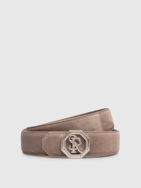 Замшевый ремень Stefano Ricci с ремешками бежевый