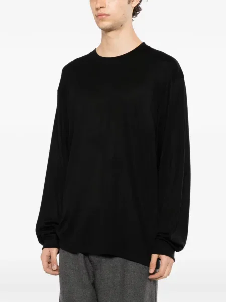 Lung tricou Calmlence de lână negru