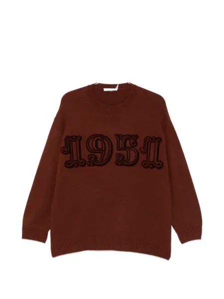 Pulover Max Mara cu decolteu rotund cu aplicații roșu