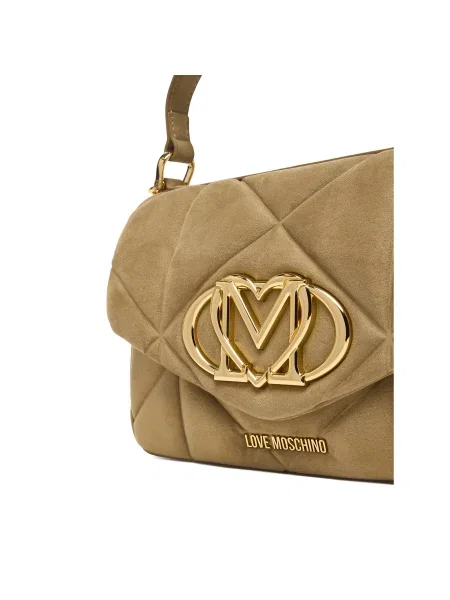 Semišová kabelka Love Moschino béžová