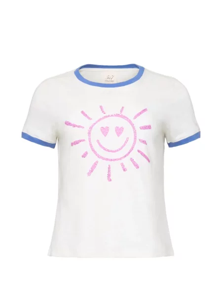 Stras tricou Cinq A Sept alb