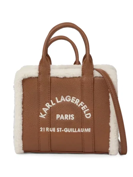 Geantă shopper Karl Lagerfeld din piele de oaie maro