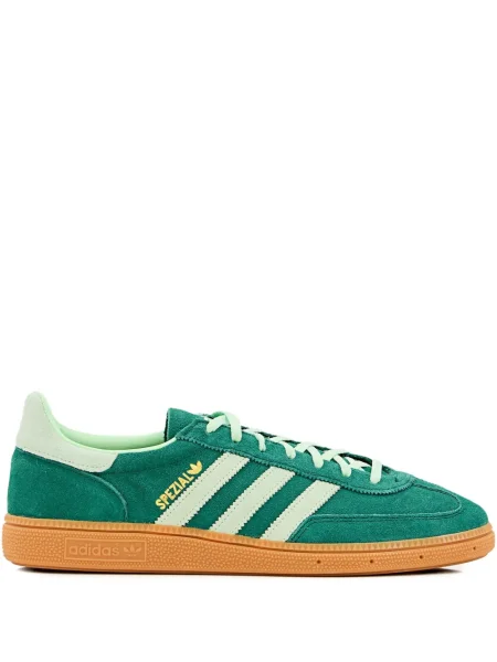 Dryžuotas siuvinėtas zomšinis marškinėliai Adidas žalia
