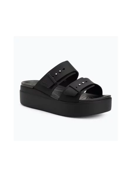 Шлепанцы Crocs на танкетке с пряжкой черные