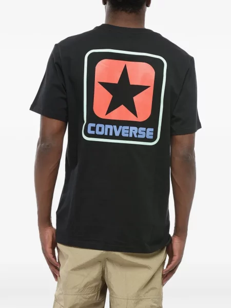Top Converse cu platformă din canvas cu imagine alb