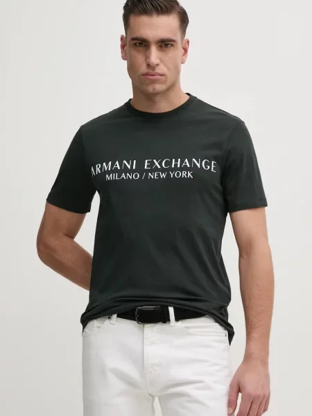 Тениска Armani Exchange с принт зелено