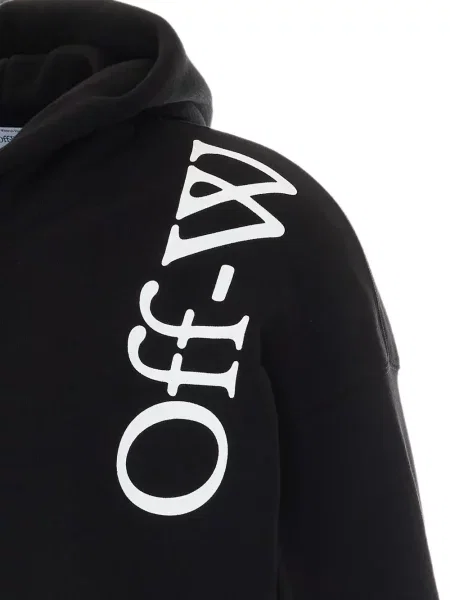 Суичър с качулка Off-white с принт с връзки бяло