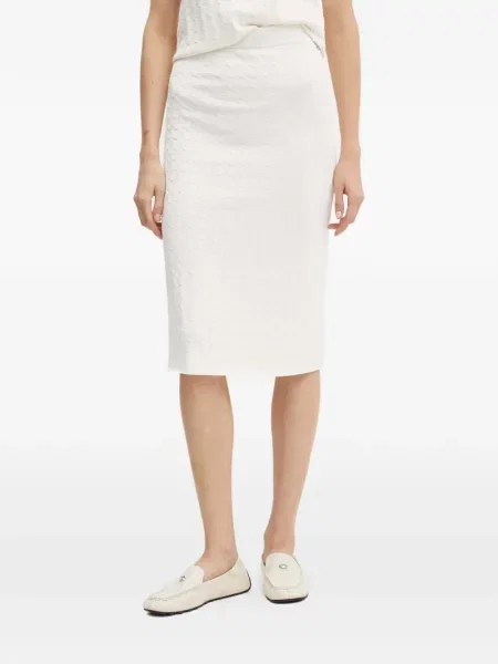 Fustă midi Armani Exchange tricotate până la genunchi alb