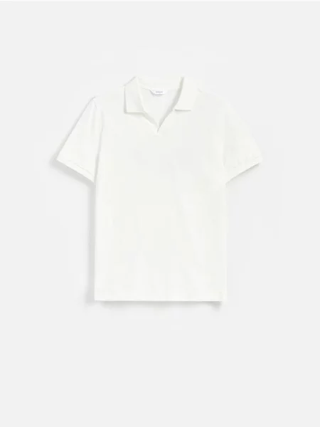 Reserved Tricou polo regular din mercerizat alb