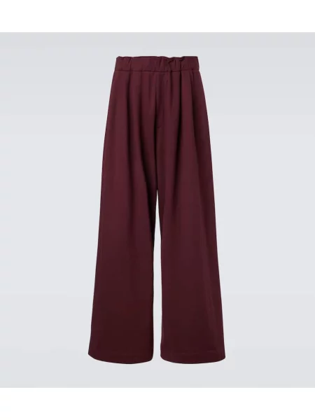 Pantaloni de trening Dries Van Noten din jerseu bordo
