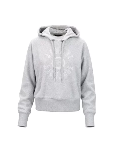 Bluza z kapturem Armani Exchange o skróconej długości szara