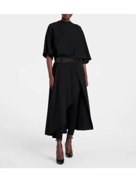Rochie midi Alaïa din piele până la genunchi de costum negru