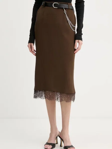 Haveone fustă cu crăpătură maro