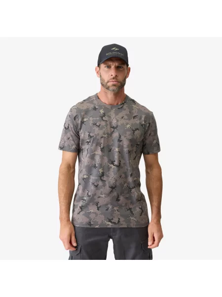 Koszulka outdoor z krótkim rękawem Solognac camo island szara