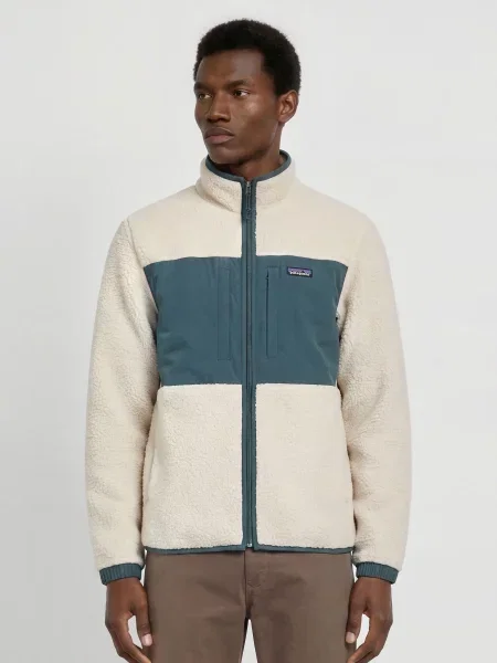 Patagonia Fleecová Mikina Retro Pile krémová / petrolejová