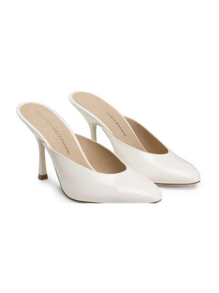 Klapki mules Stuart Weitzman skórzane białe
