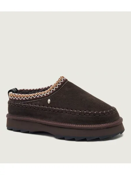 EMU Australia Mules încălțăminte Sharky Adventure Scuff cu adaos de lână | piele întoarsă maro