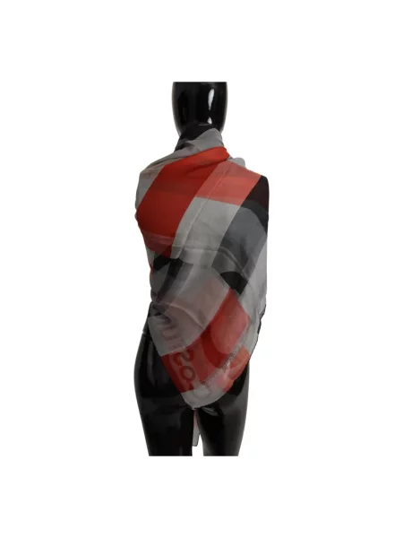 Jedwabna szal Costume National w kratę szara