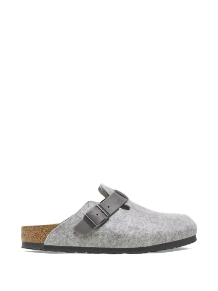 Papuci tip mules Birkenstock din piele gri