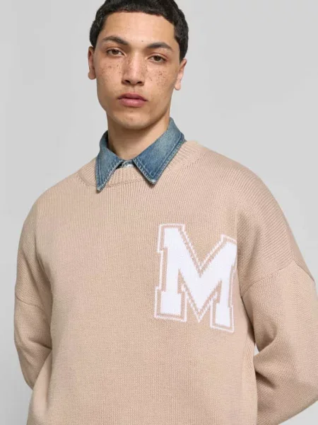 Oversized sweter z mieszanki wełny Mm6 Maison Margiela beżowy