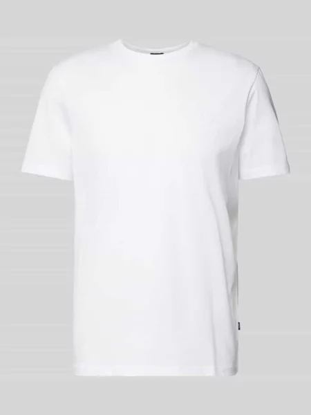 T-shirt z prążkowanym okrągłym dekoltem model ‘Cosmo’ Joop! Collection biała