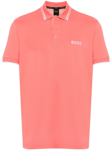 Polo Boss cu broderie roz