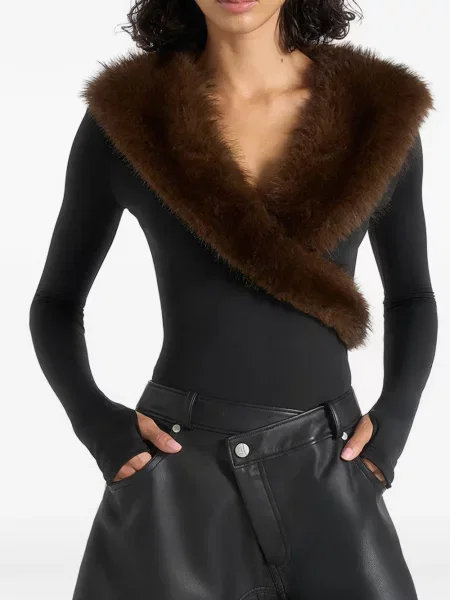 Gulerat lung tricou Manière De Voir cu blană negru