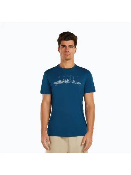Tricou pentru bărbați icebreaker Merino Tech Lite The Peaks atlantis