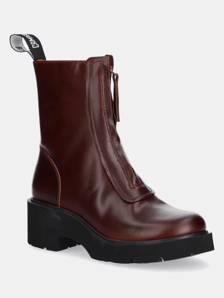 Camper cizme de piele Milah maro cu plat bordo
