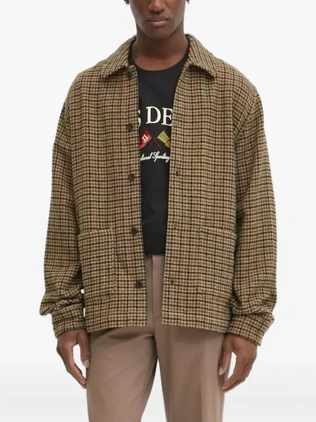 Вълнена риза Les Deux с пепитена шарка кафяво