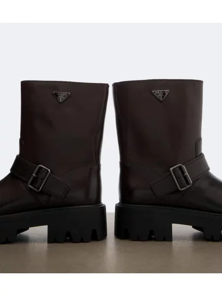 Botine Prada din piele maro