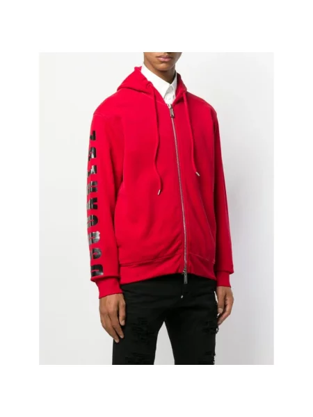 Bluza z kapturem Dsquared2 z kapturem z nadrukiem czerwona