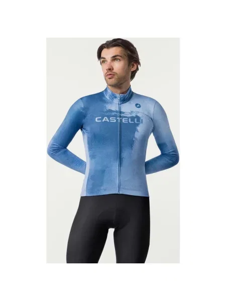 Koszulka rowerowa damska Castelli Nebula Thermal z długim rękawem jasny ciemny M niebieski