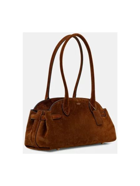 Coach torebka zamszowa Empire Carryall Bag 34 brązowy