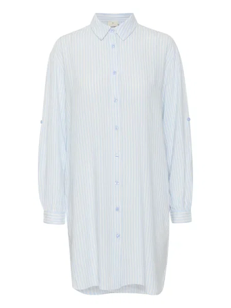 Kaffe Dolga srajca Kamilia nebeško modra bela