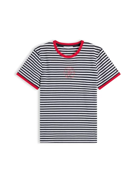TOMMY HILFIGER Tricou bleumarin / roșu alb