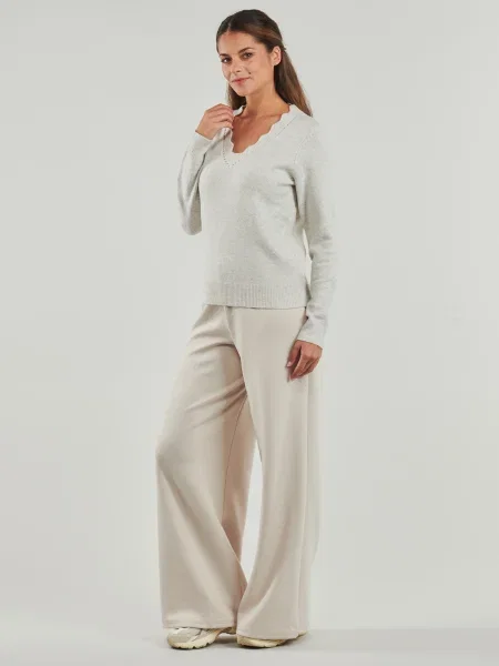 Pulover Vila cu decolteu în V bej