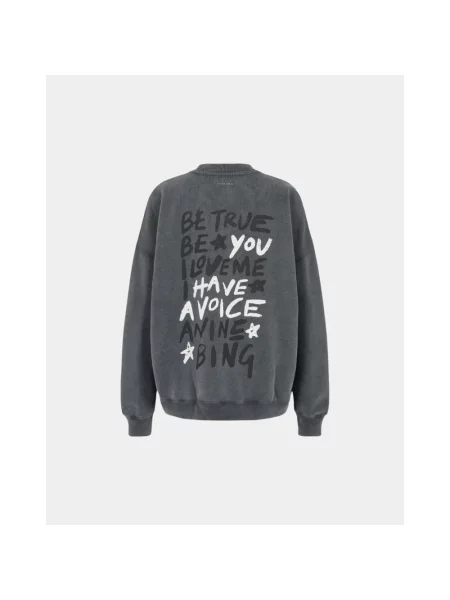 Bluza Anine Bing z logo z dżerseju szara