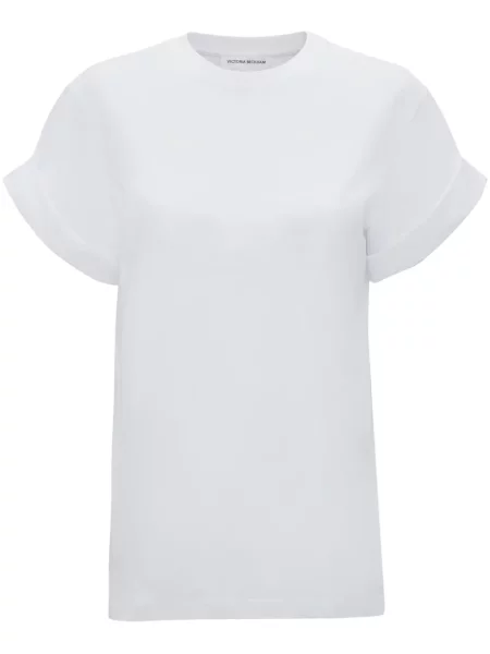 Tricou Victoria Beckham cu decolteu rotund alb