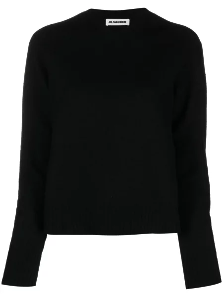 Pulover Jil Sander de lână cu decolteu rotund negru