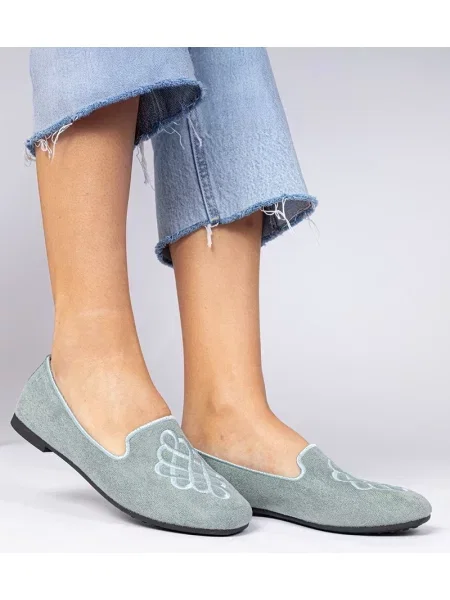 Balerinke D/ceo z vezenjem iz semiša siva