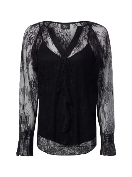 S.Oliver BLACK LABEL bluzka z koronką Kobiety 36 czarny