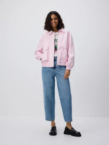 Reserved Бомбер з екошкіри рожевий