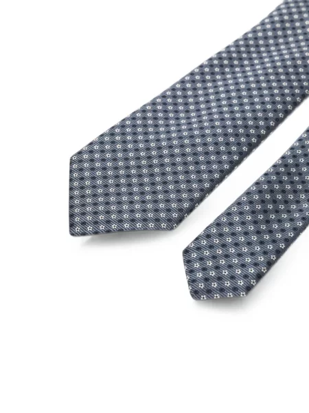 Cravată Canali de mătase cu imprimeu geometric albastru