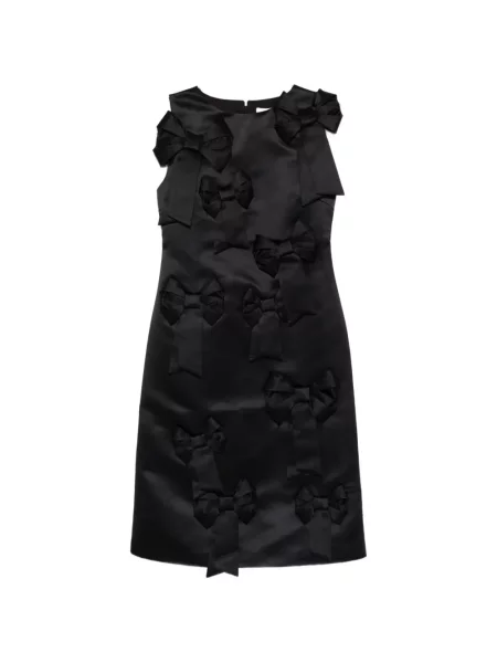 Midi rochie midi Ganni cu funde de costum negru